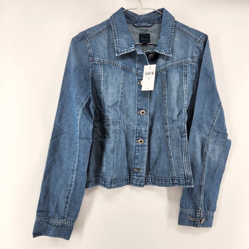 J.Jill XS Azure Wash Blue Cotton & Linen Seamed Denim Jacket NWT